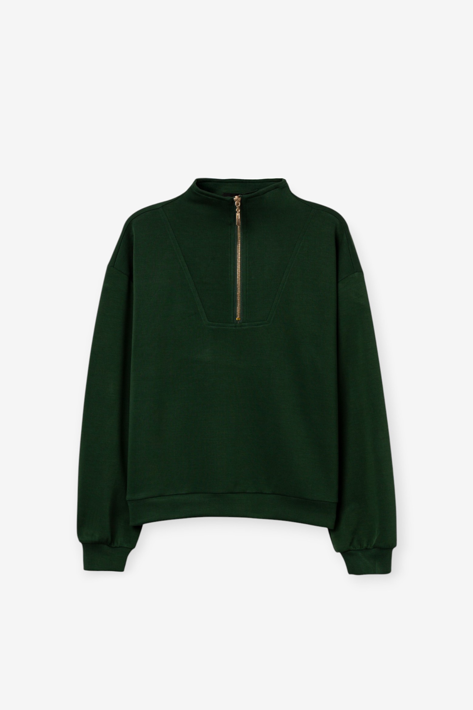 Sudadera verde cremallera alta