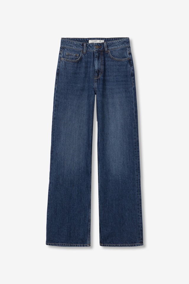 Wide-Leg Blue Jeans