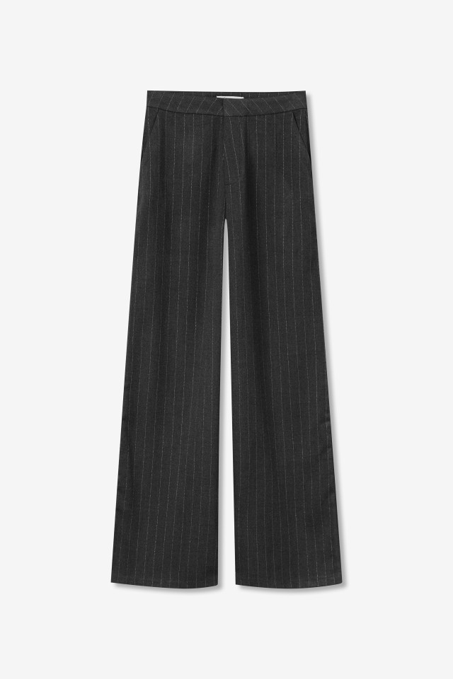 Black Pinstripe Wide Trousers