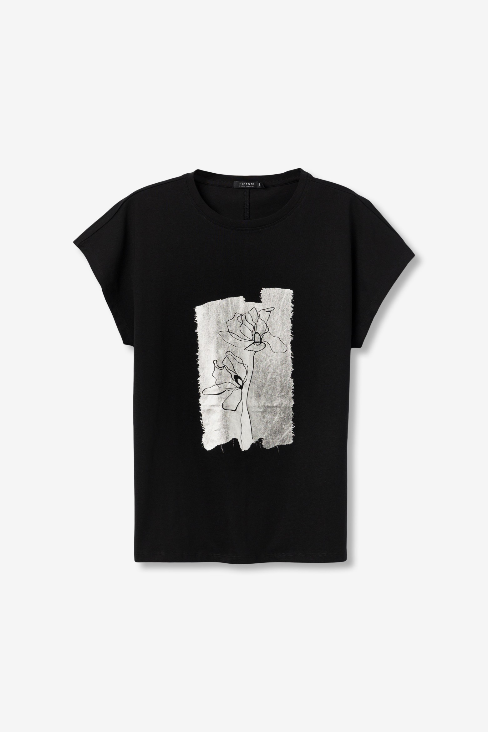 T-shirt preta com ilustração