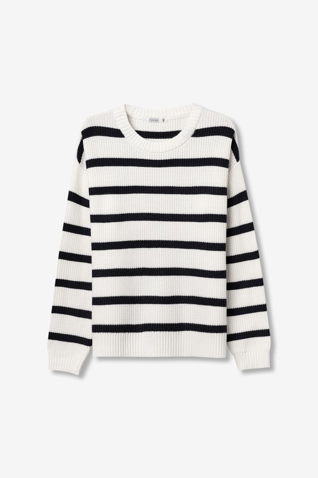 Camisola riscas oversized cru