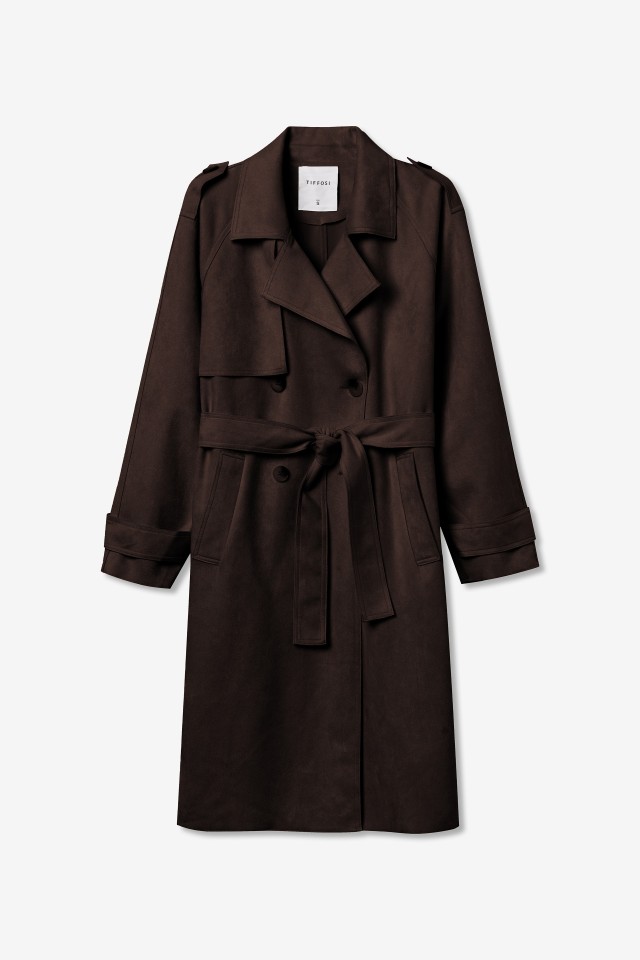 Long Chocolate Belted Coat