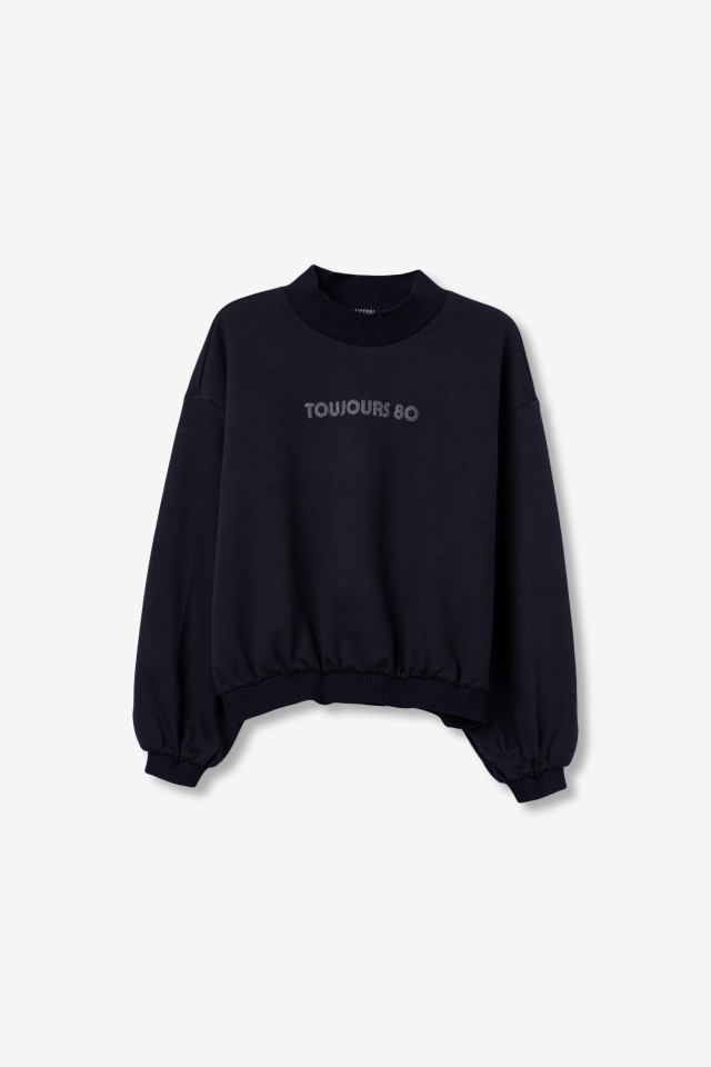 Sudadera azul con mensaje