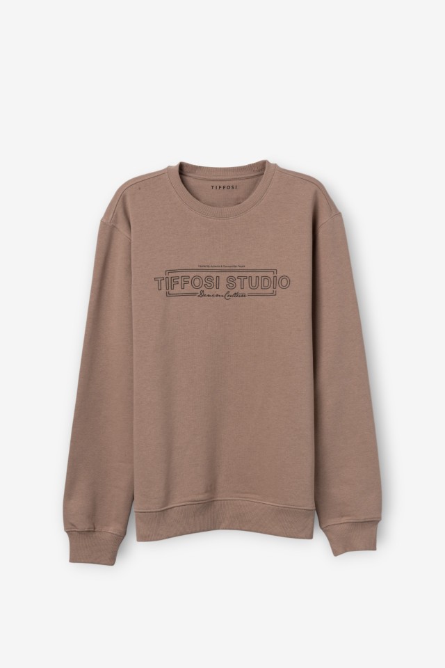 Sudadera beige con logo