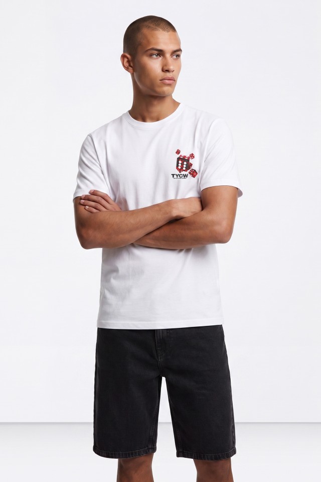 White Dice Print T-shirt