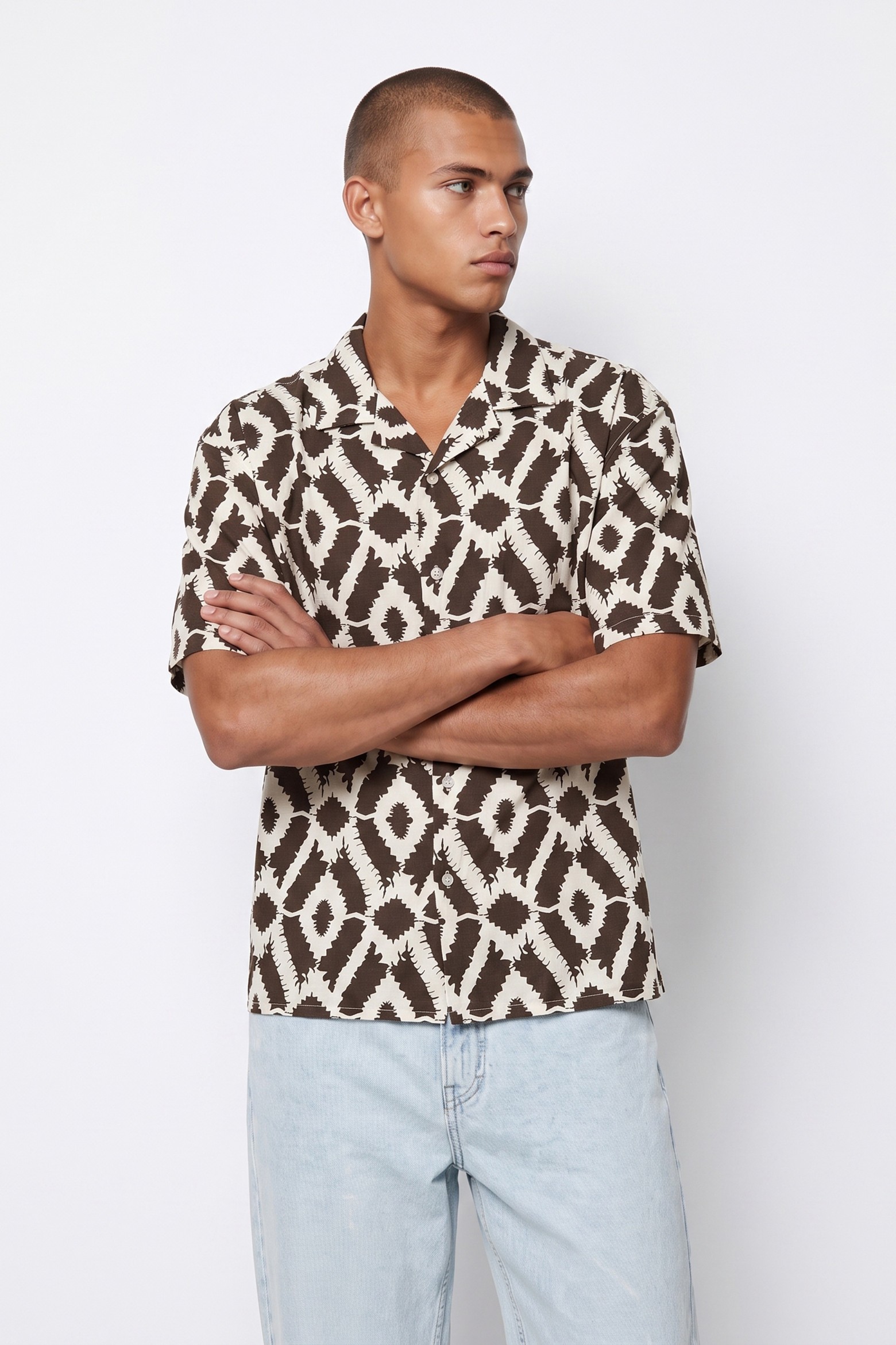 Chocolate Geometric Short Sleeve Shirt