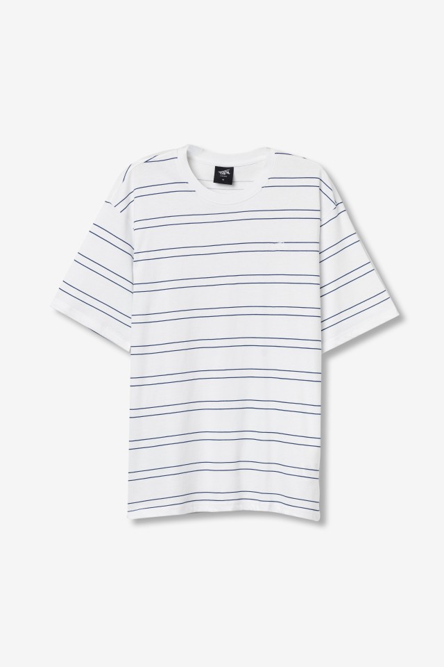 White Oversized Striped Tee White Oversized Striped Tee