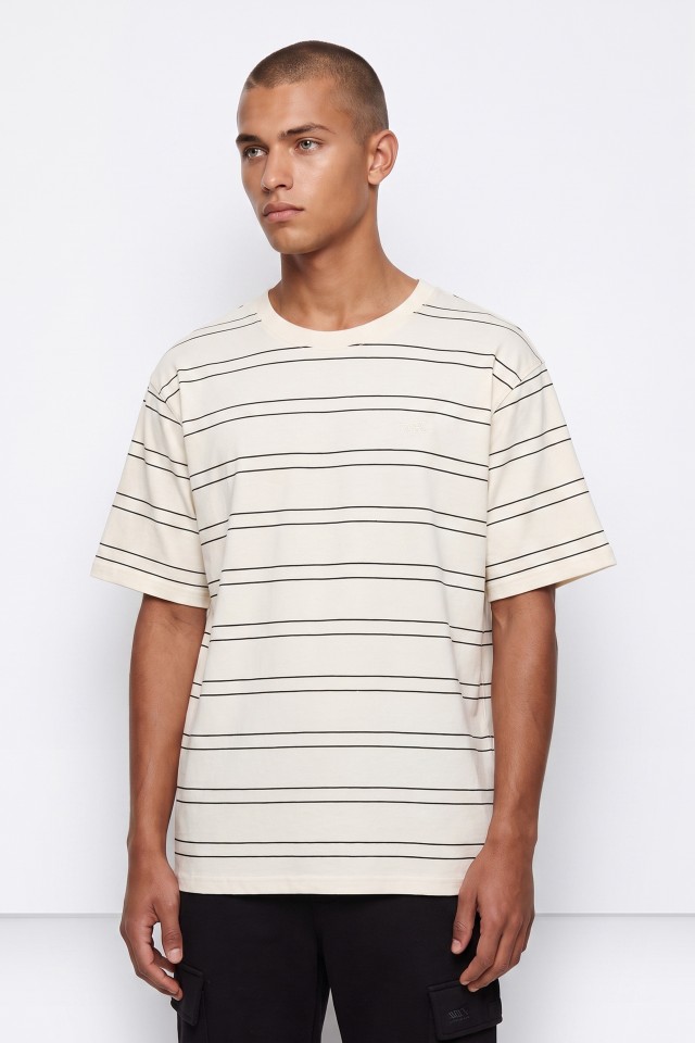 Beige Striped Loose T-shirt
