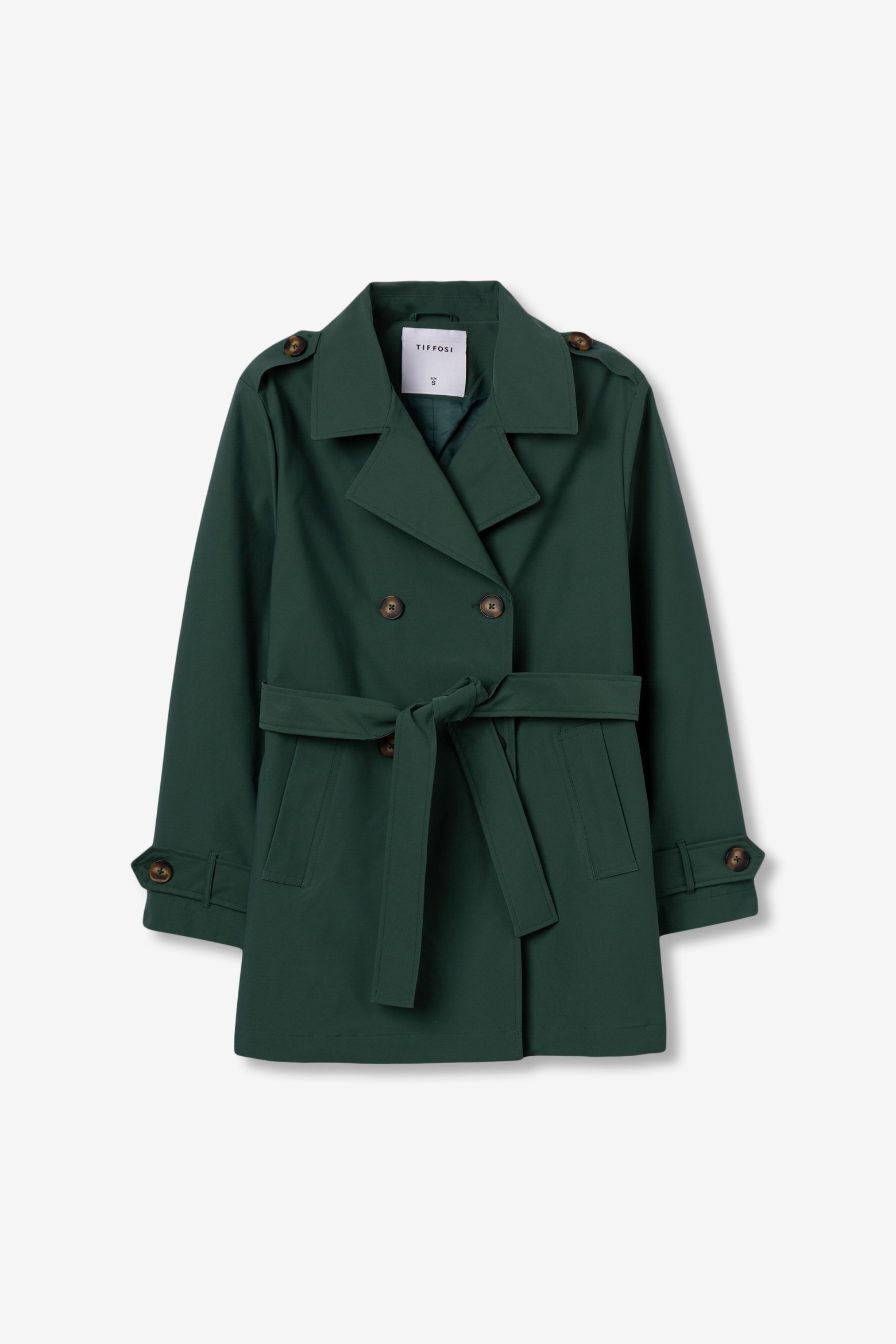 Green Belted Straight Coat