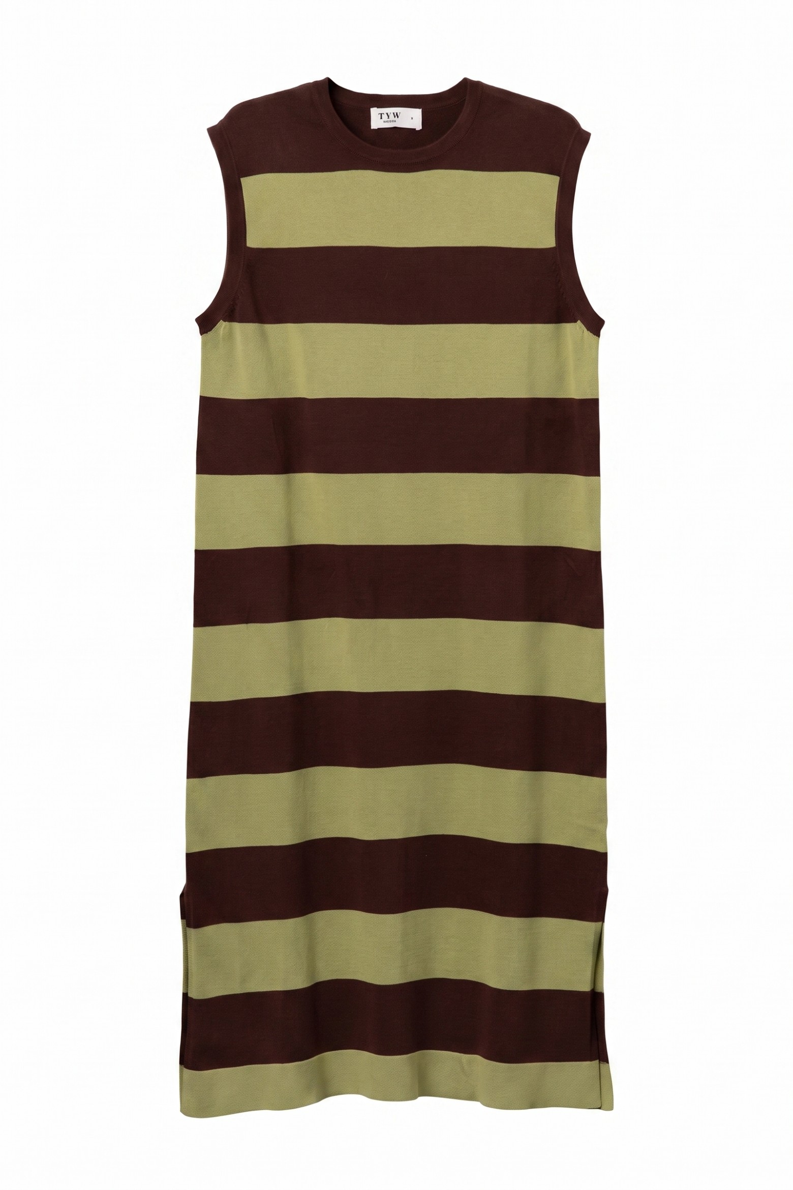 Green Striped Sleeveless Dress