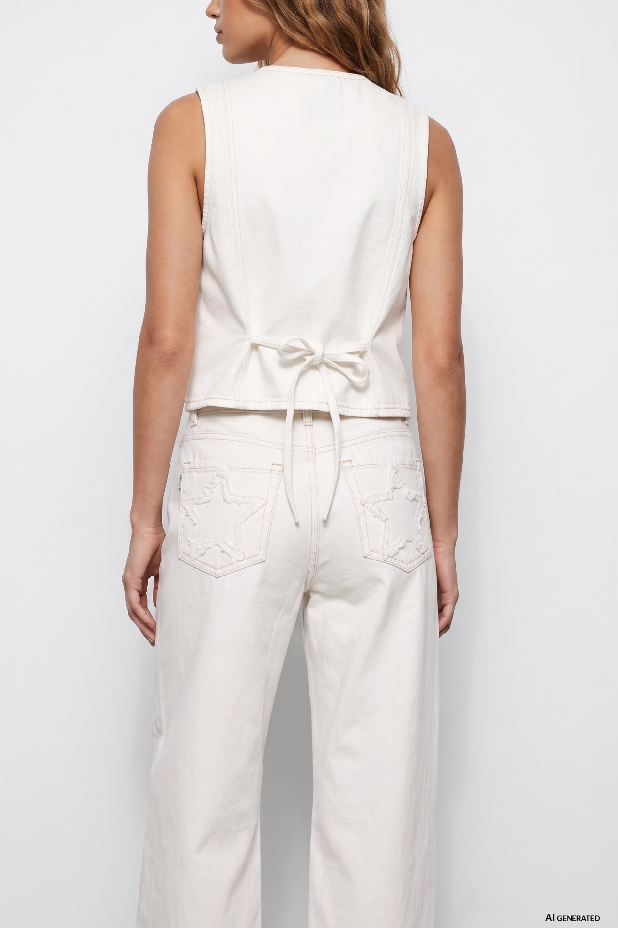 Jeans largo em branco