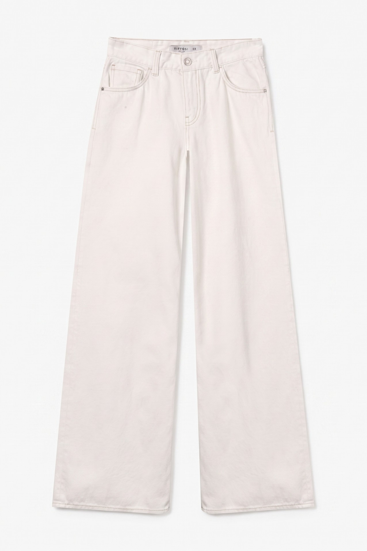 Jeans largo em branco