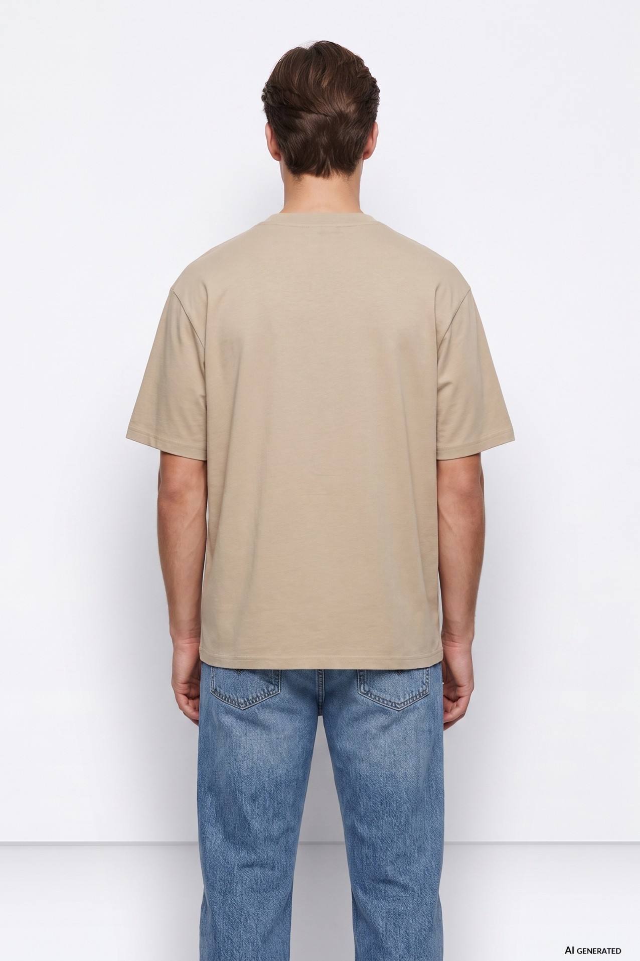 Camiseta beige print frontal