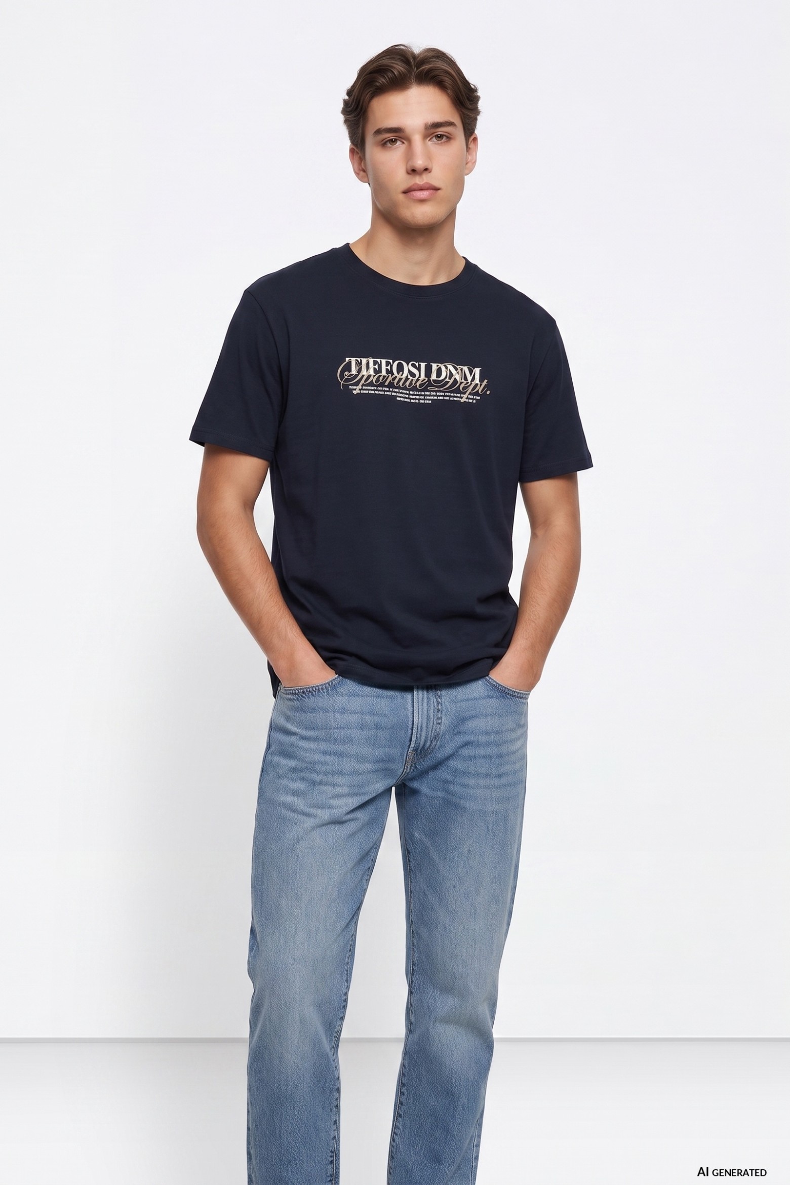 Camiseta azul con print