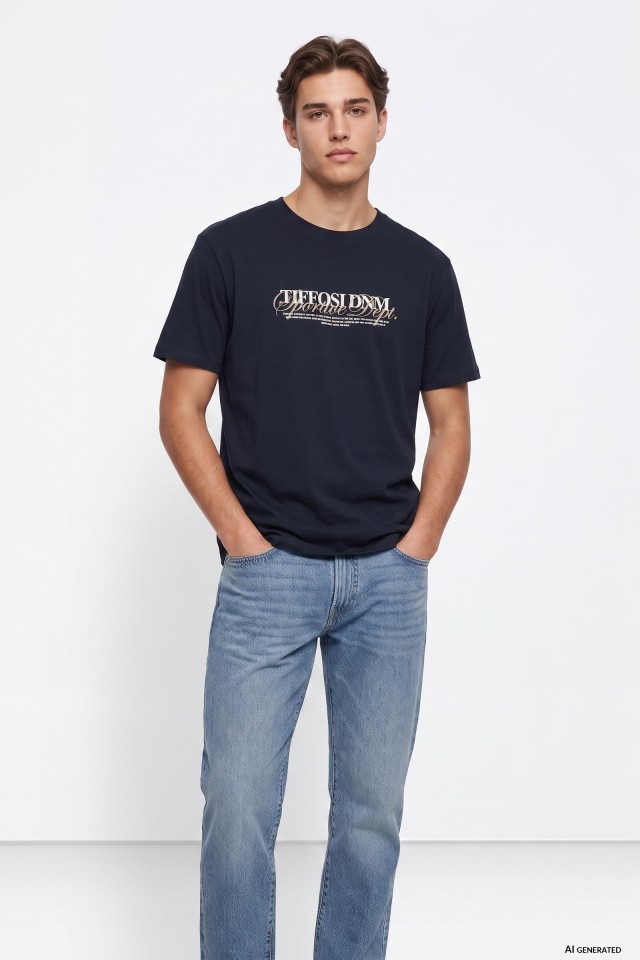 Navy Blue Lettered Tee
