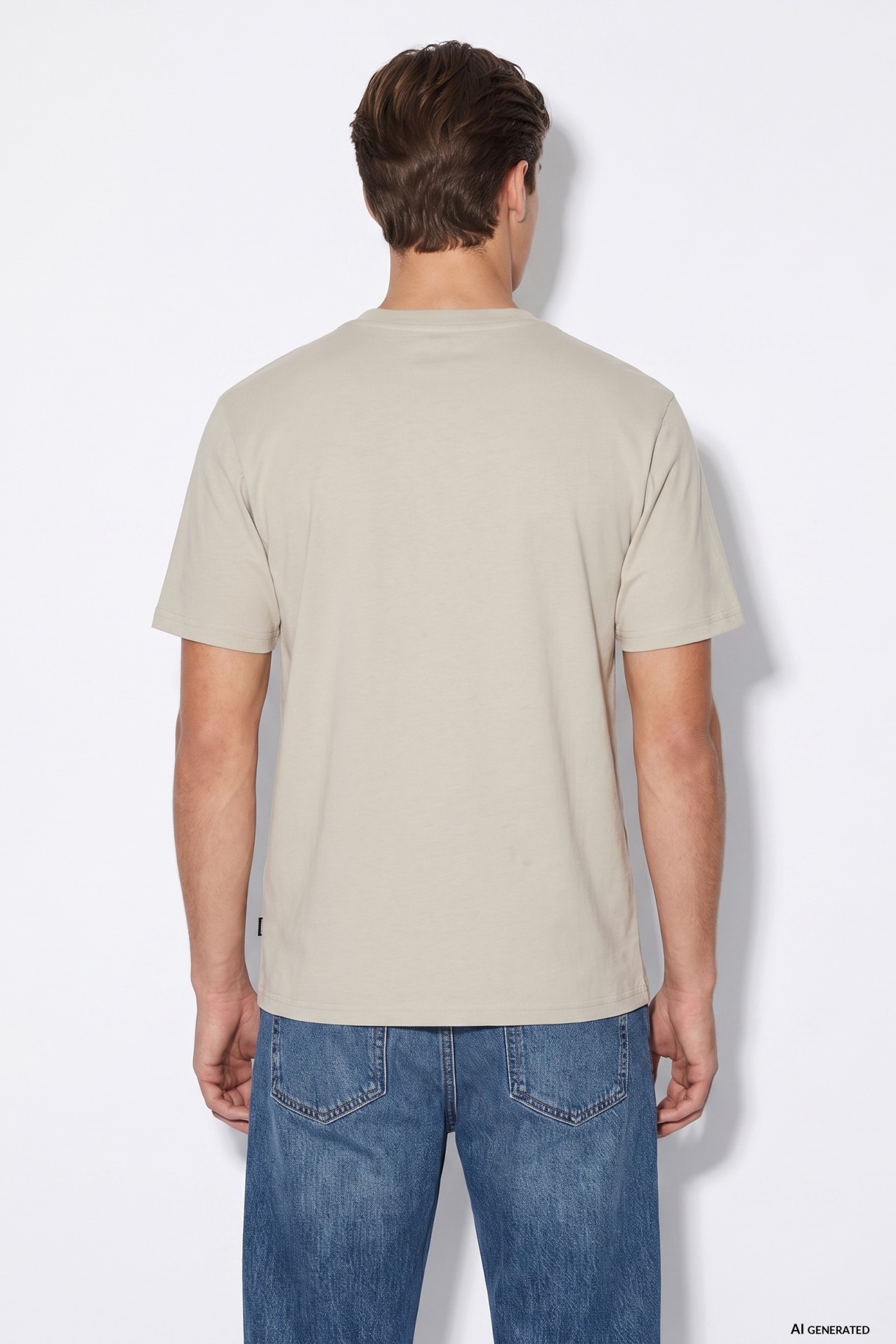 T-shirt bege manga curta