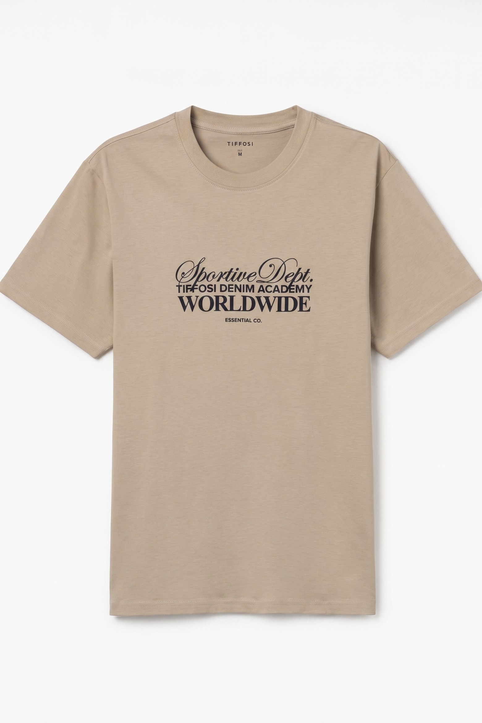 Camiseta beige print frontal