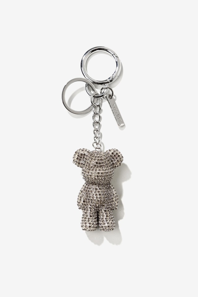 Porta-Chaves Prateado com Urso