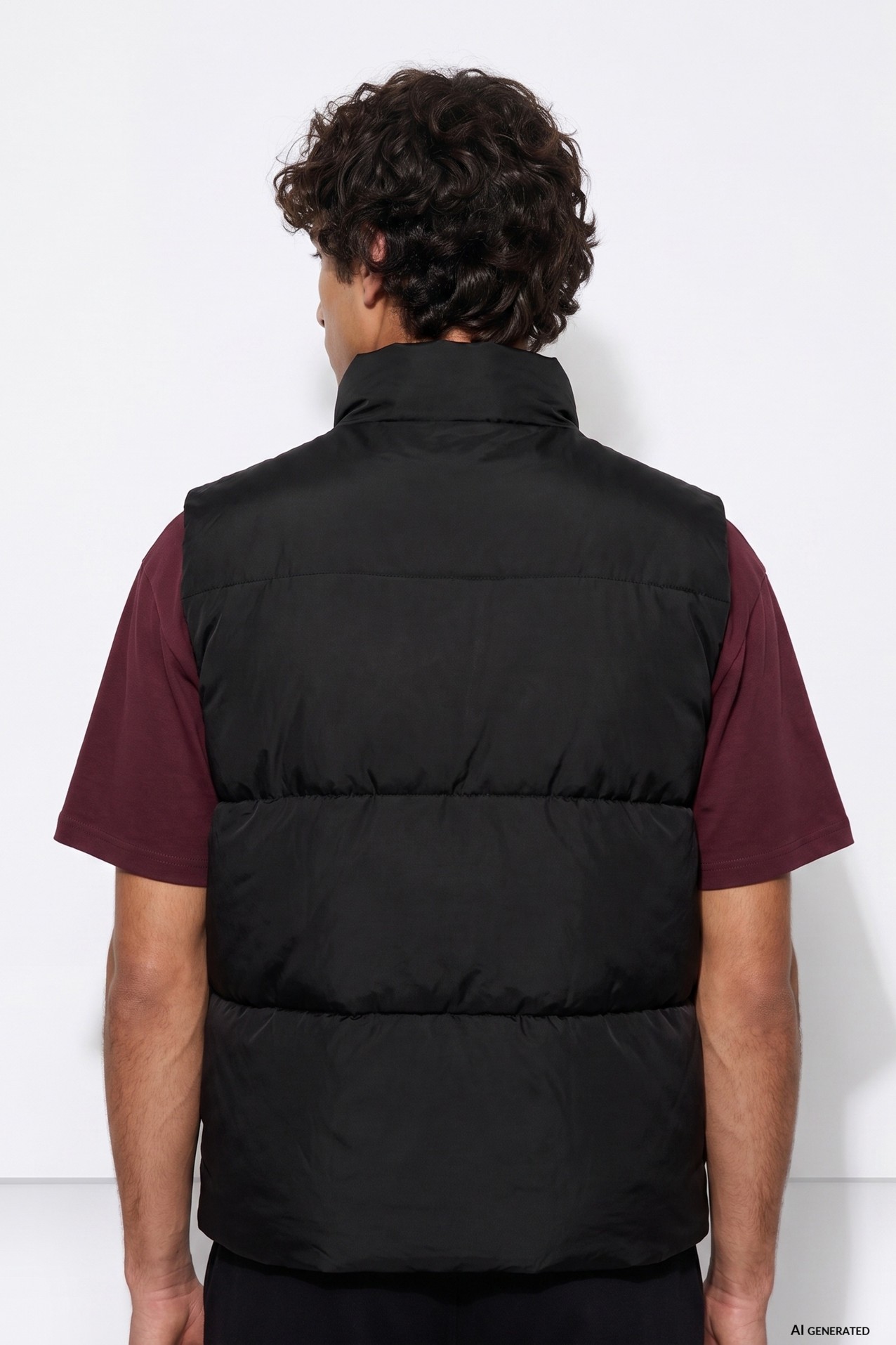 Colete preto acolchoado largo