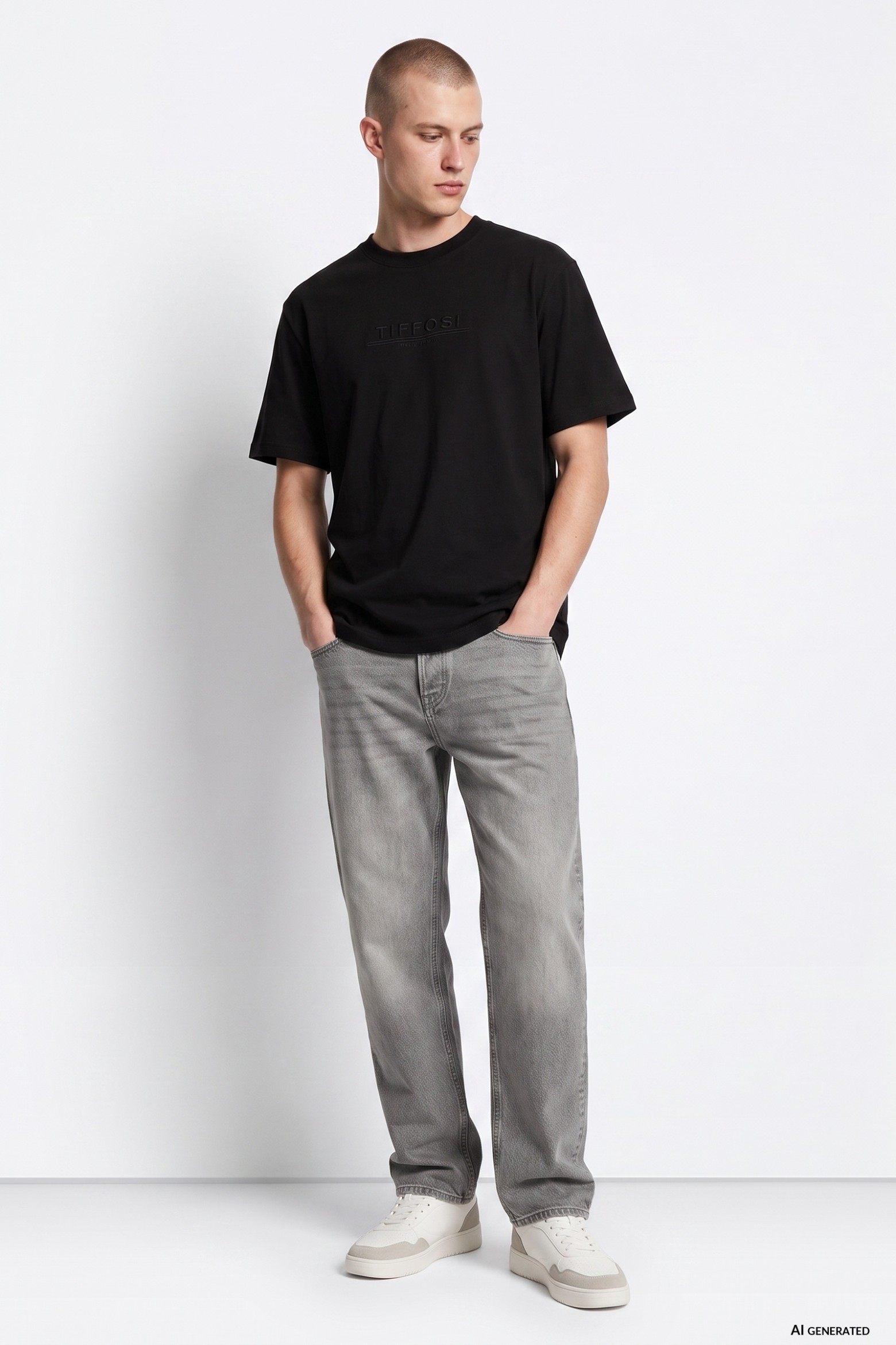 Jeans relaxed gris claro
