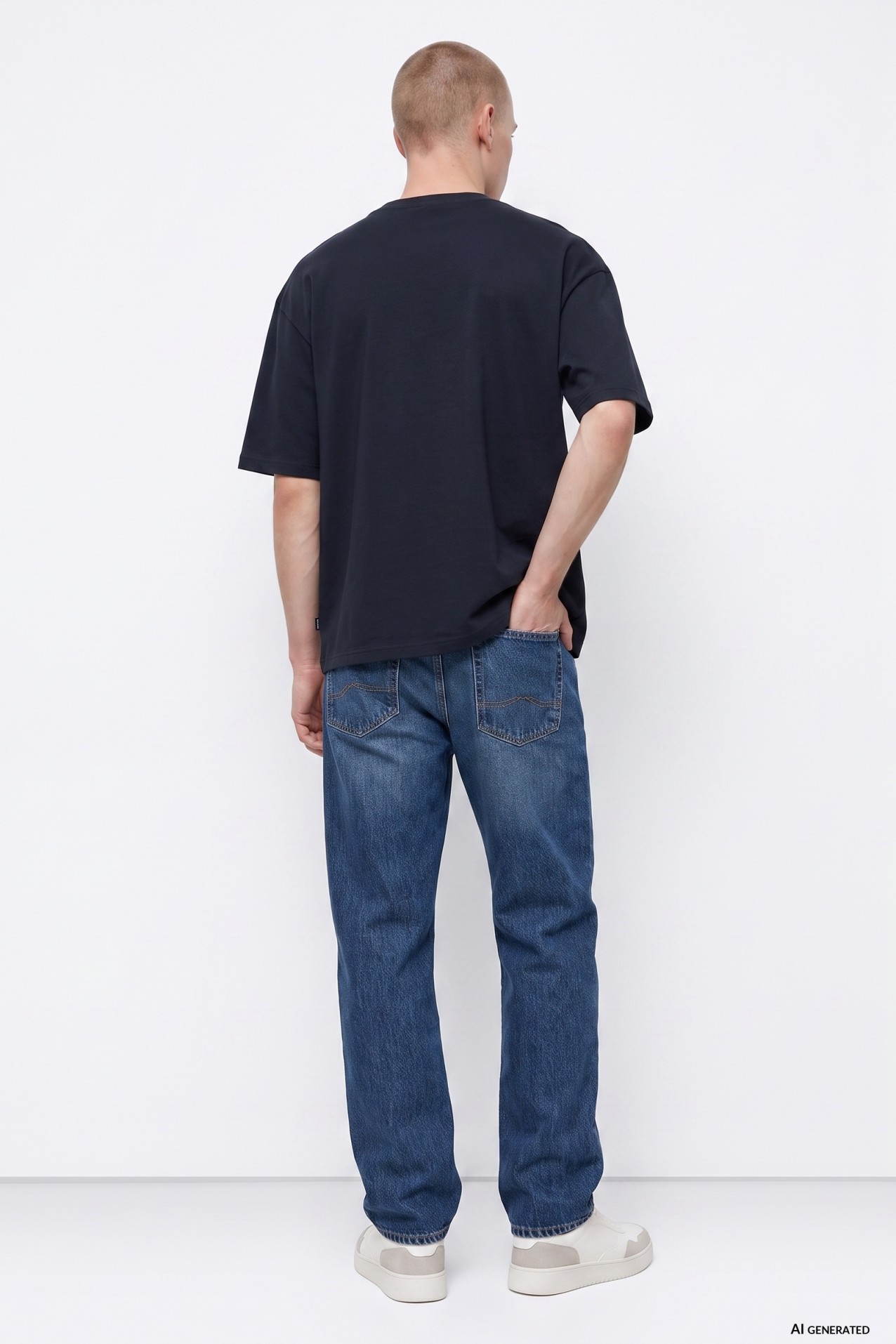 Jeans corte direito azul escuro