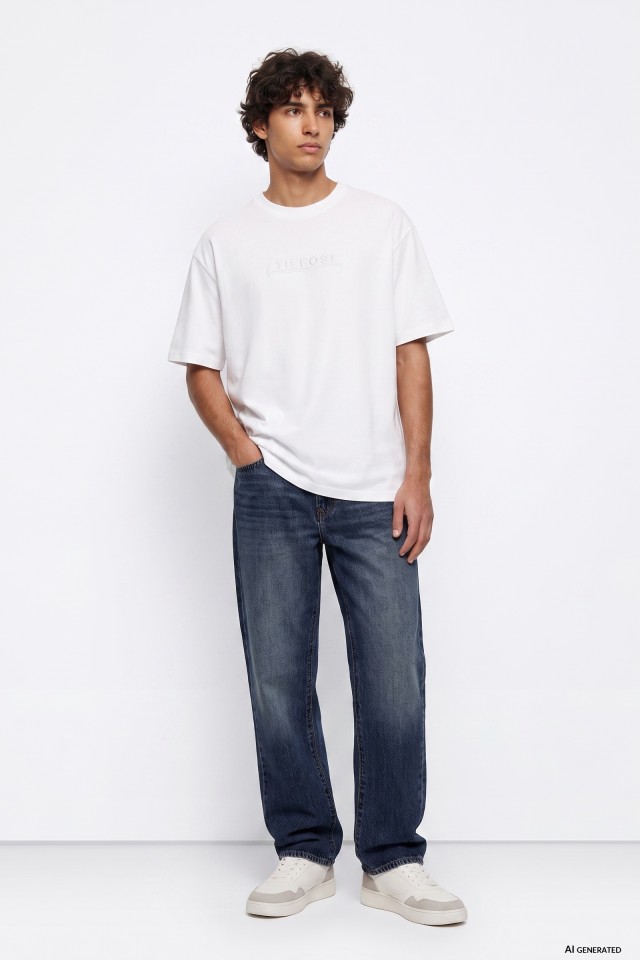 Jeans straight azul oscuro