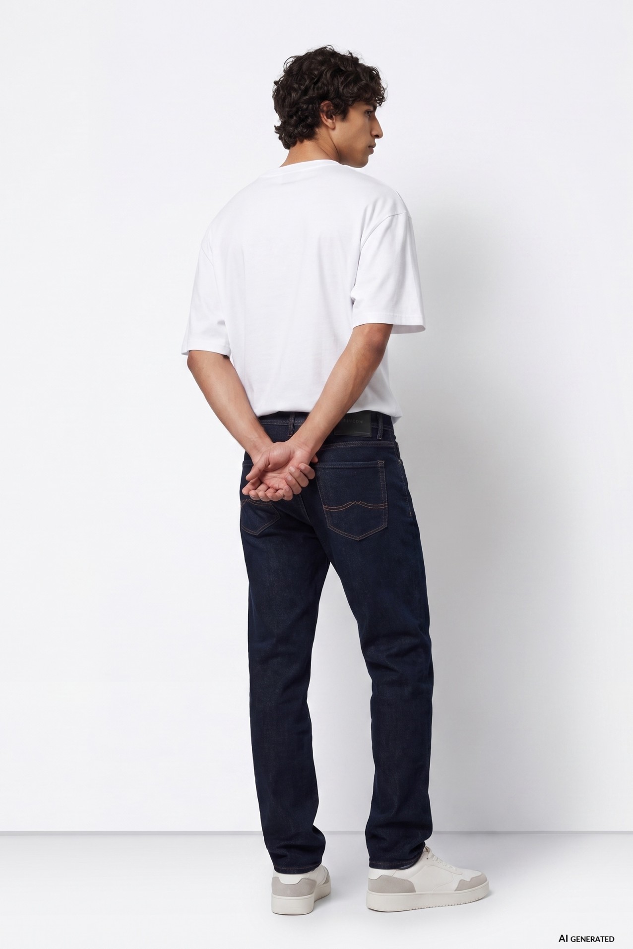 Jeans corte tapered escuro