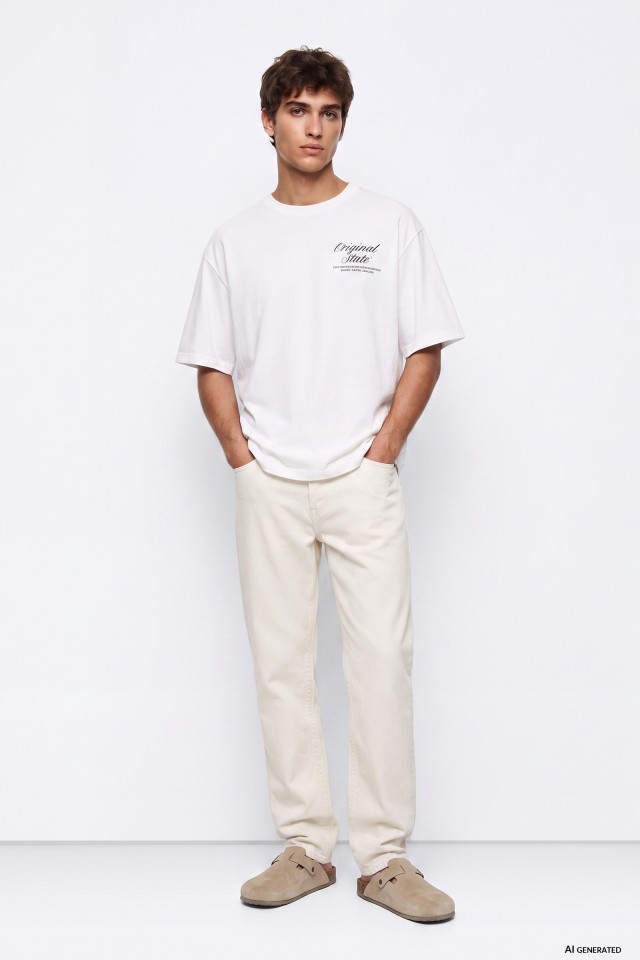 Jeans rectos blanco roto