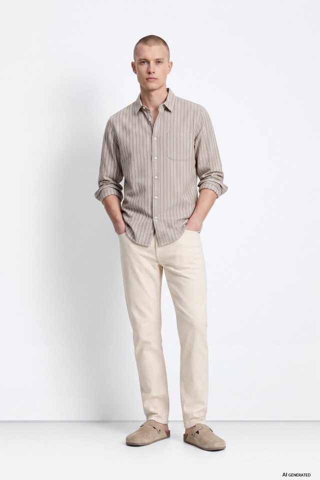 Beige Comfort Fit Jeans