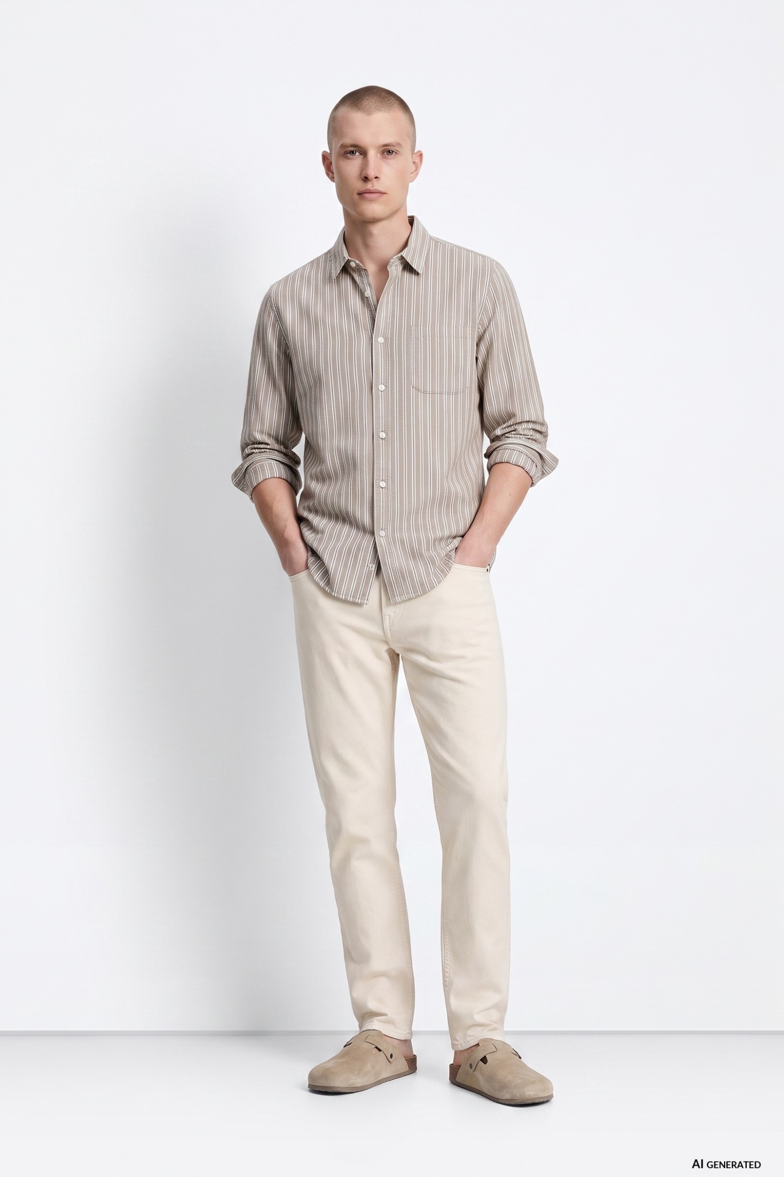 Beige Comfort Fit Jeans