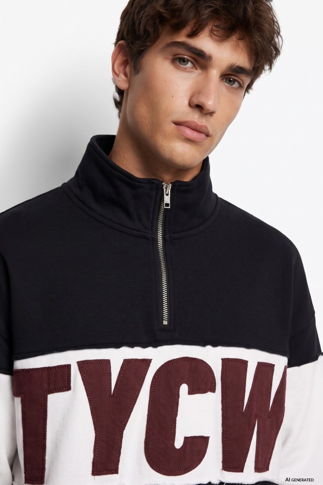 Blue Chunky Sweatshirt Zip