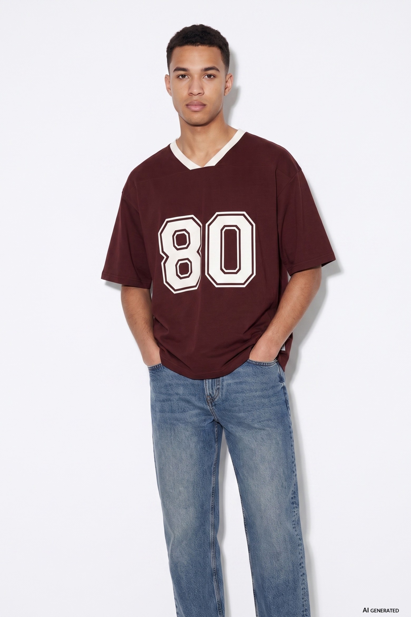 Camiseta oversize granate número