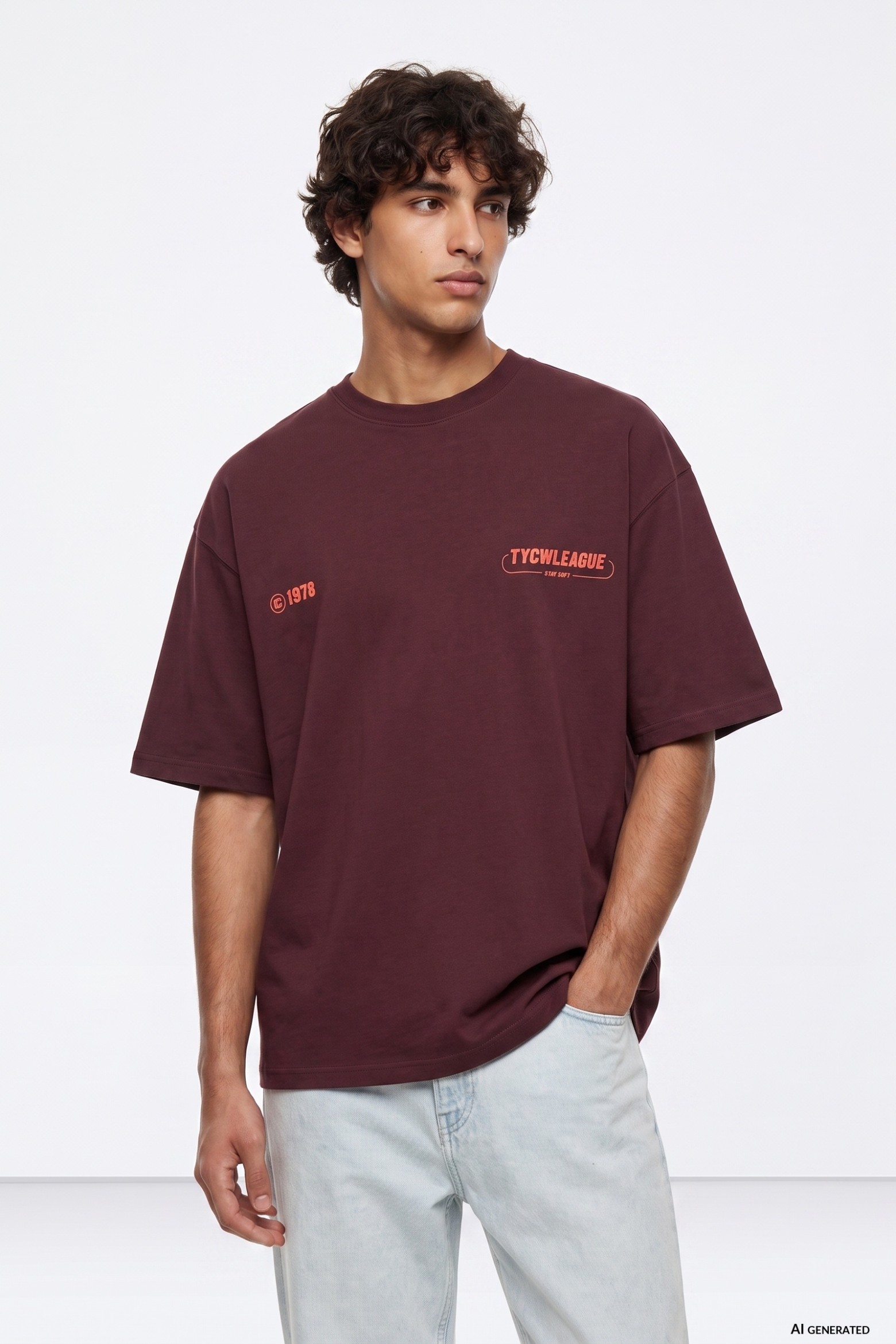 Oversize Burgundy T-shirt Print