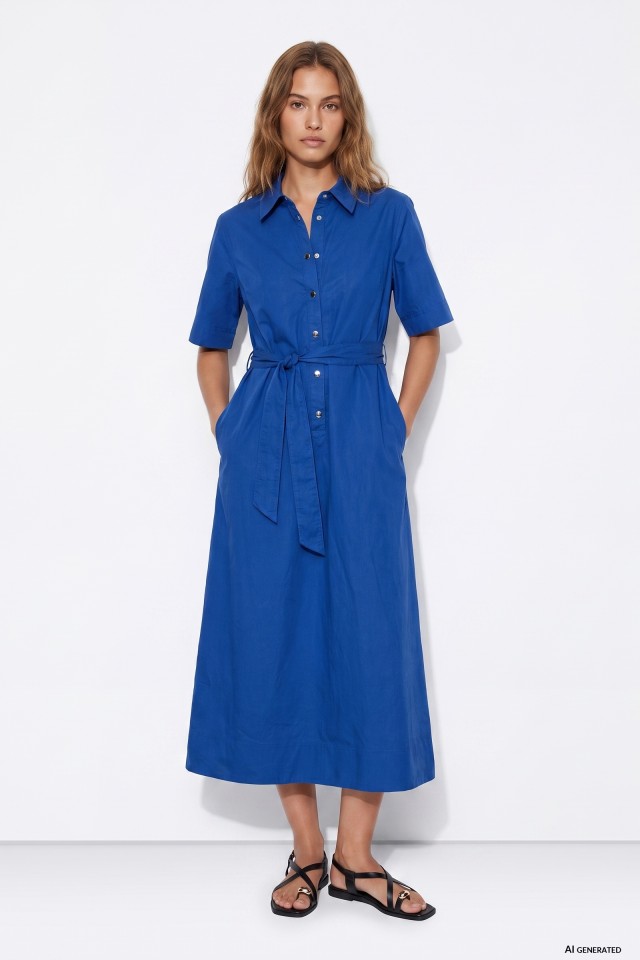Blue Shirt Dress Maxi