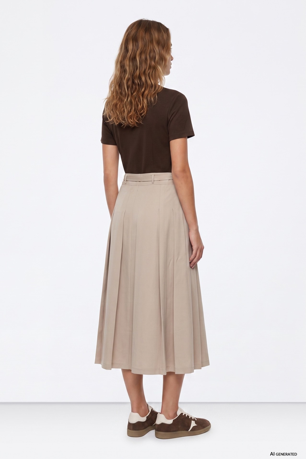Vestido midi beige minimalista