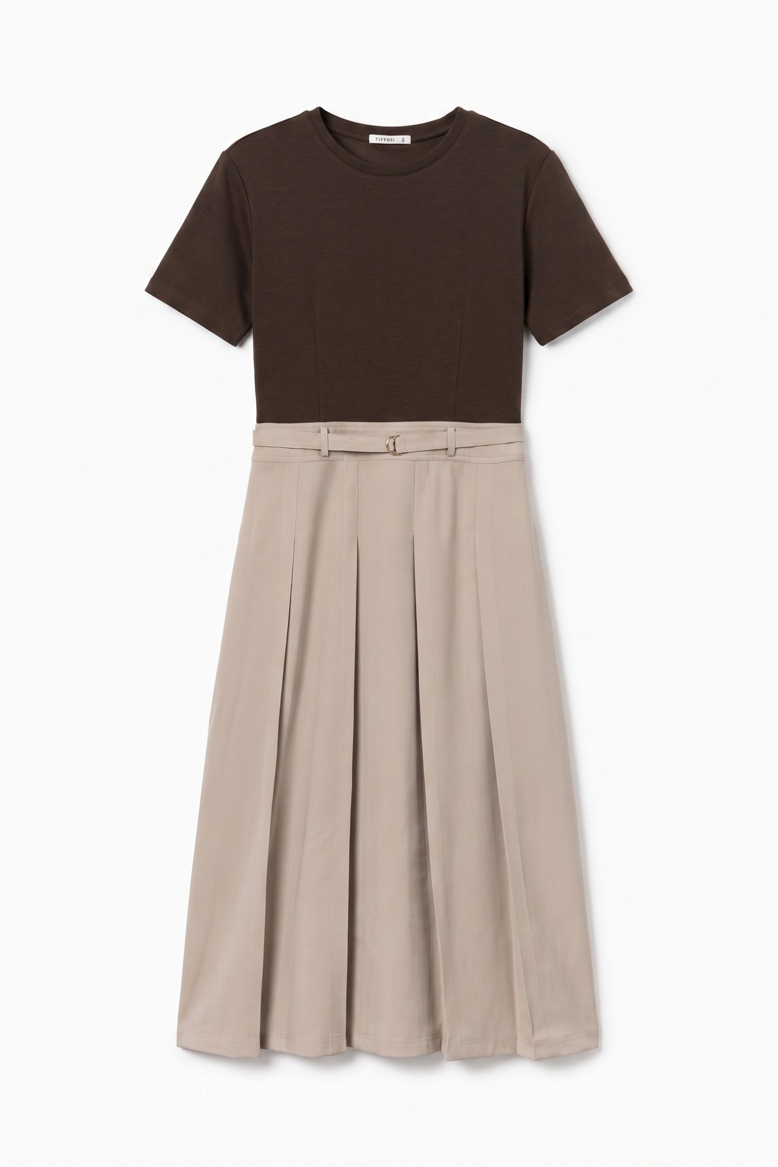 Vestido midi beige minimalista