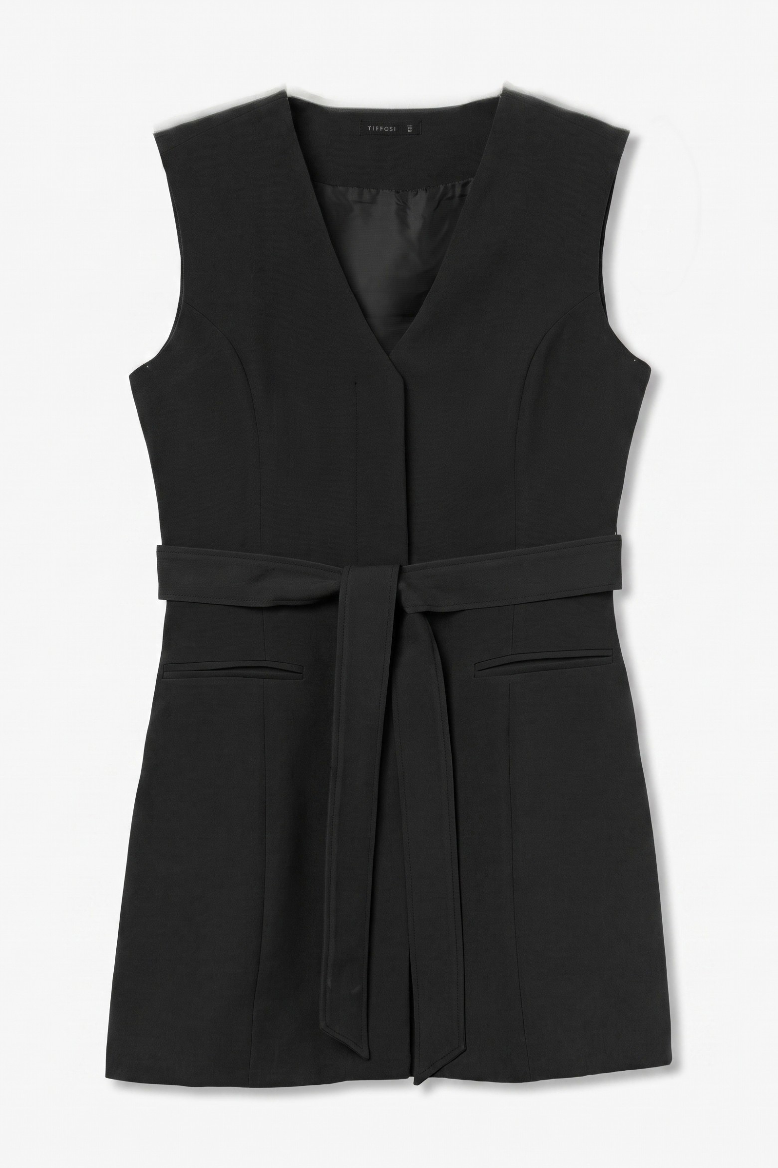 Black Sleeveless Belted Jumpsuit
