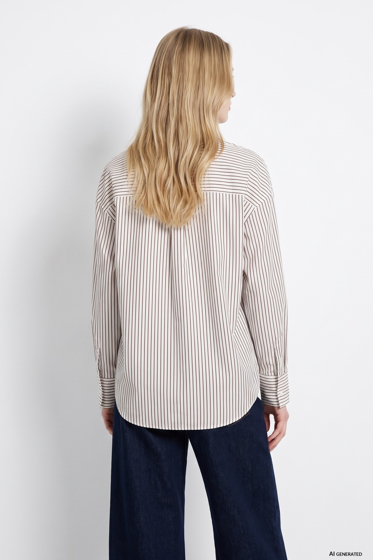Camisa beige con rayas finas