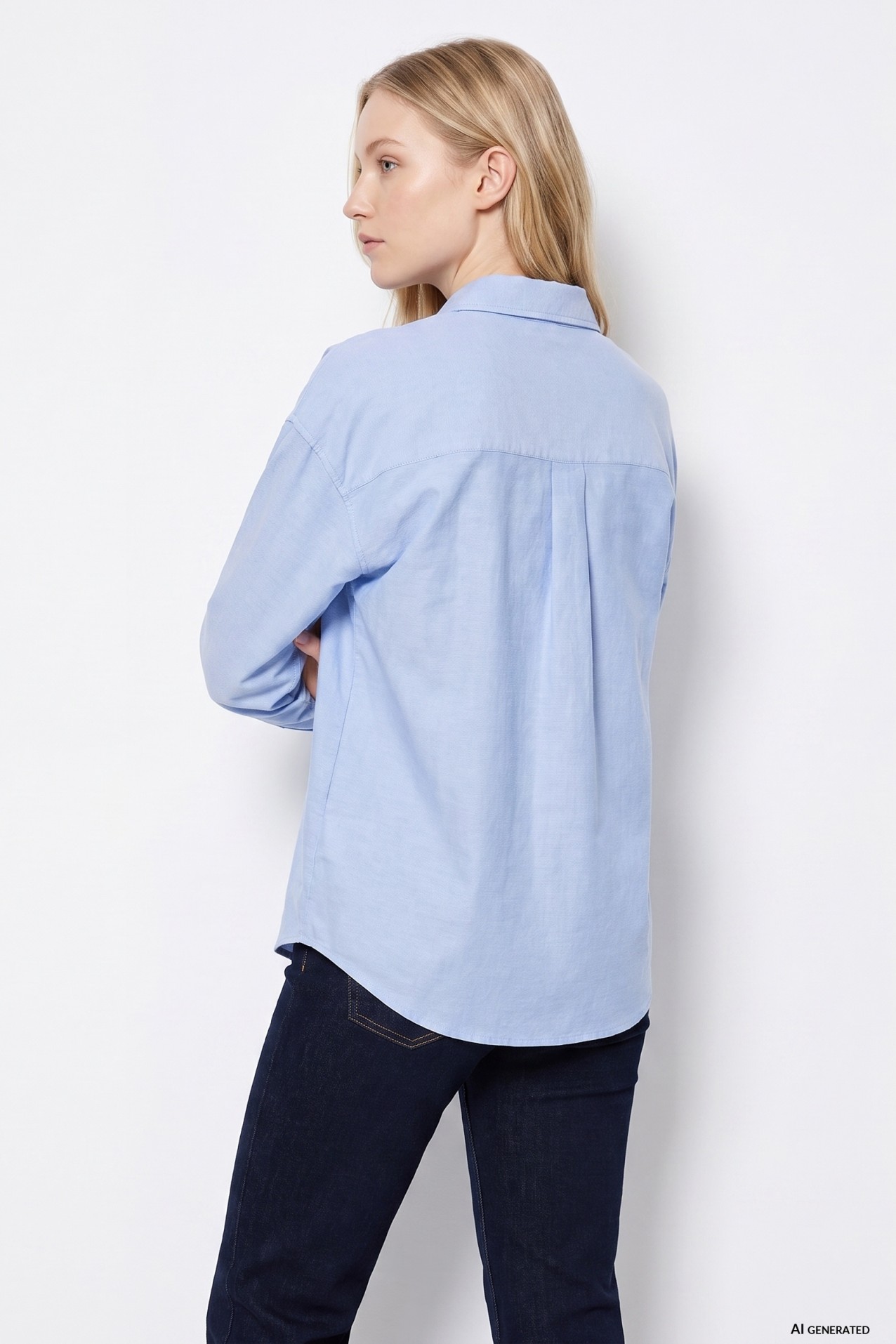 Camisa azul oversize mujer