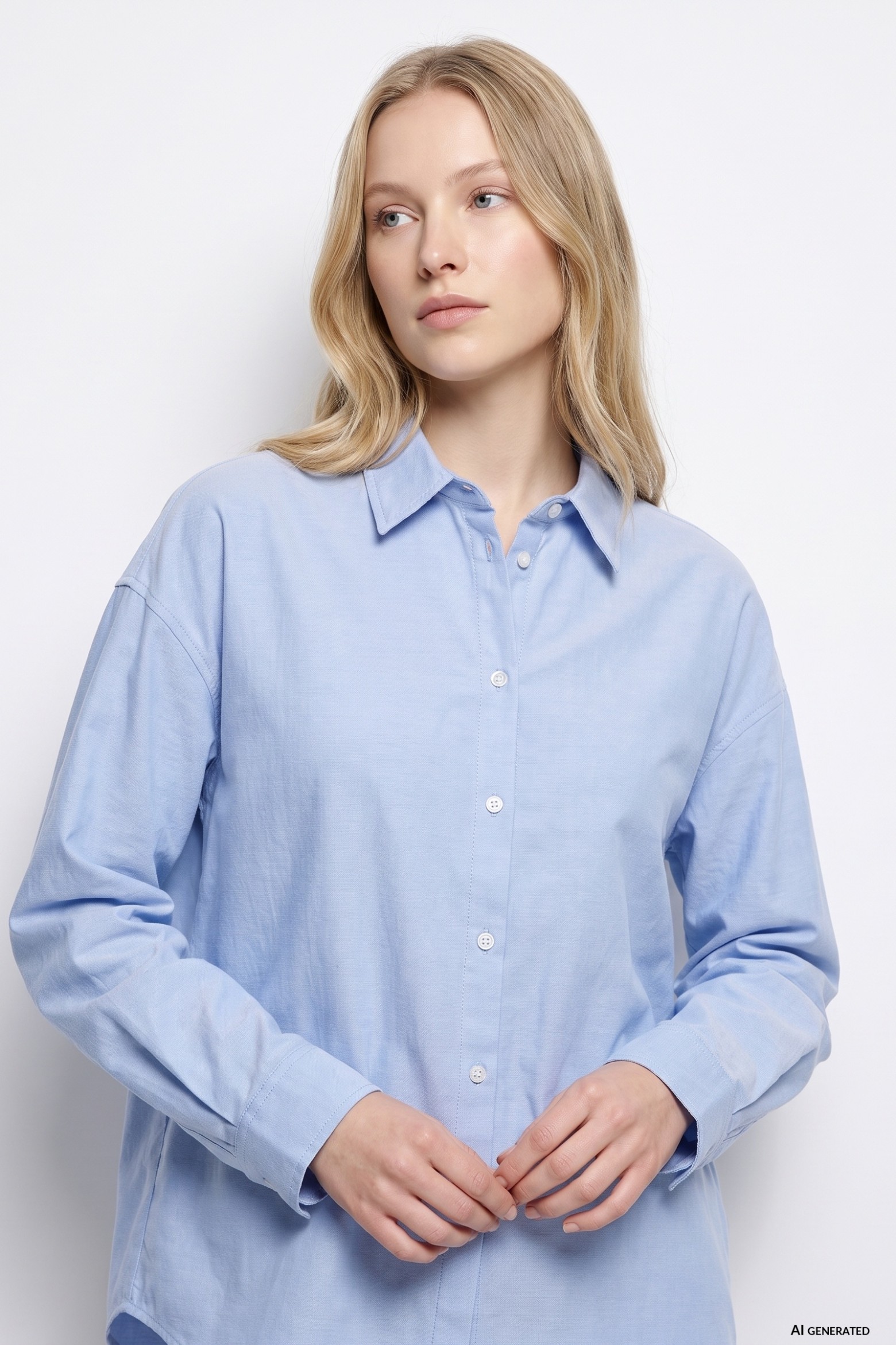 Camisa azul oversize mujer