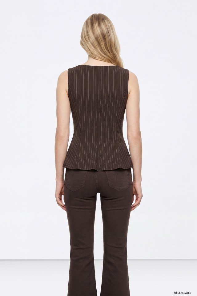 Chocolate Pinstripe Fitted Top Chocolate Pinstripe Fitted Top