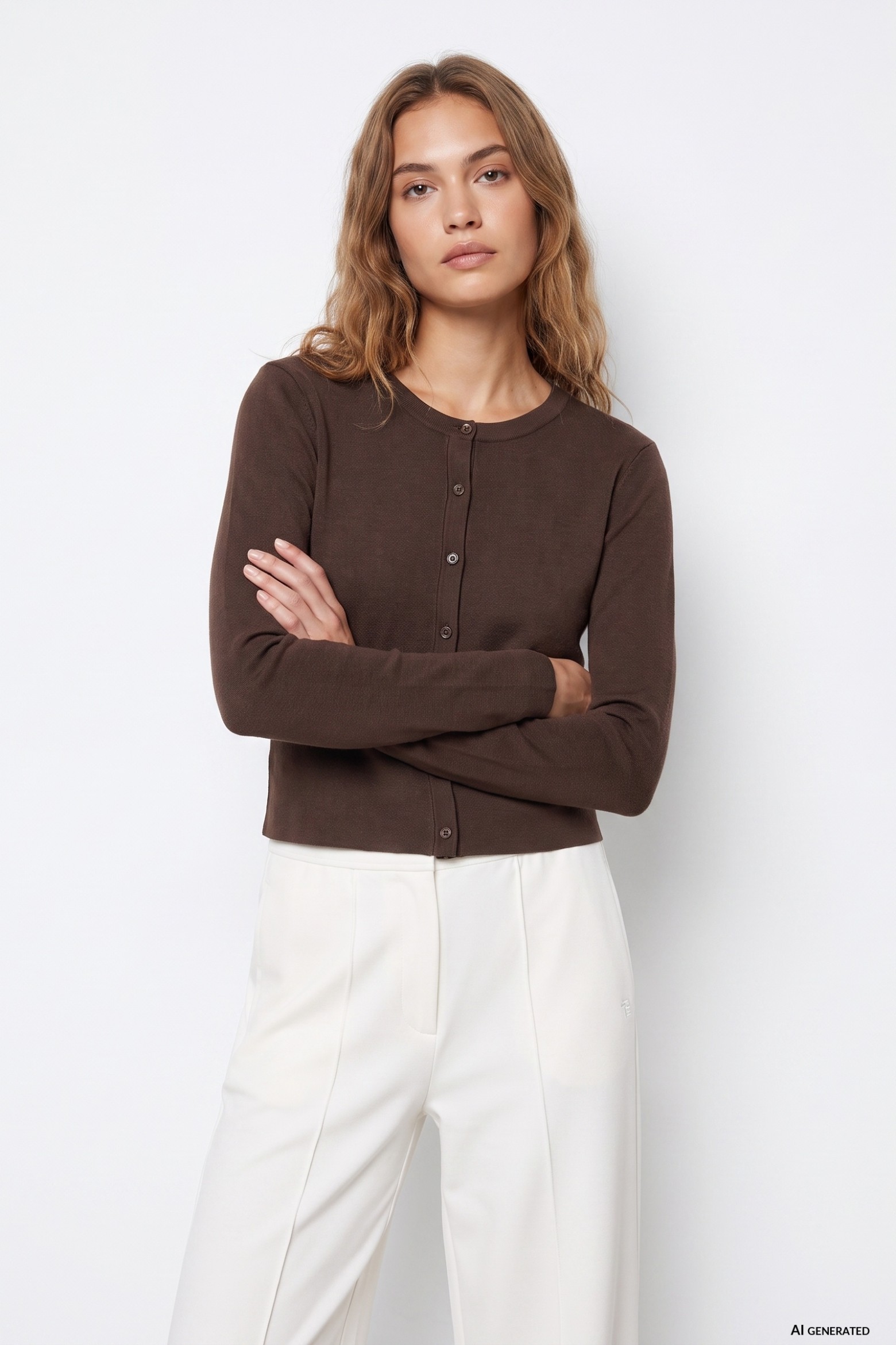 Cropped Brown Cardigan
