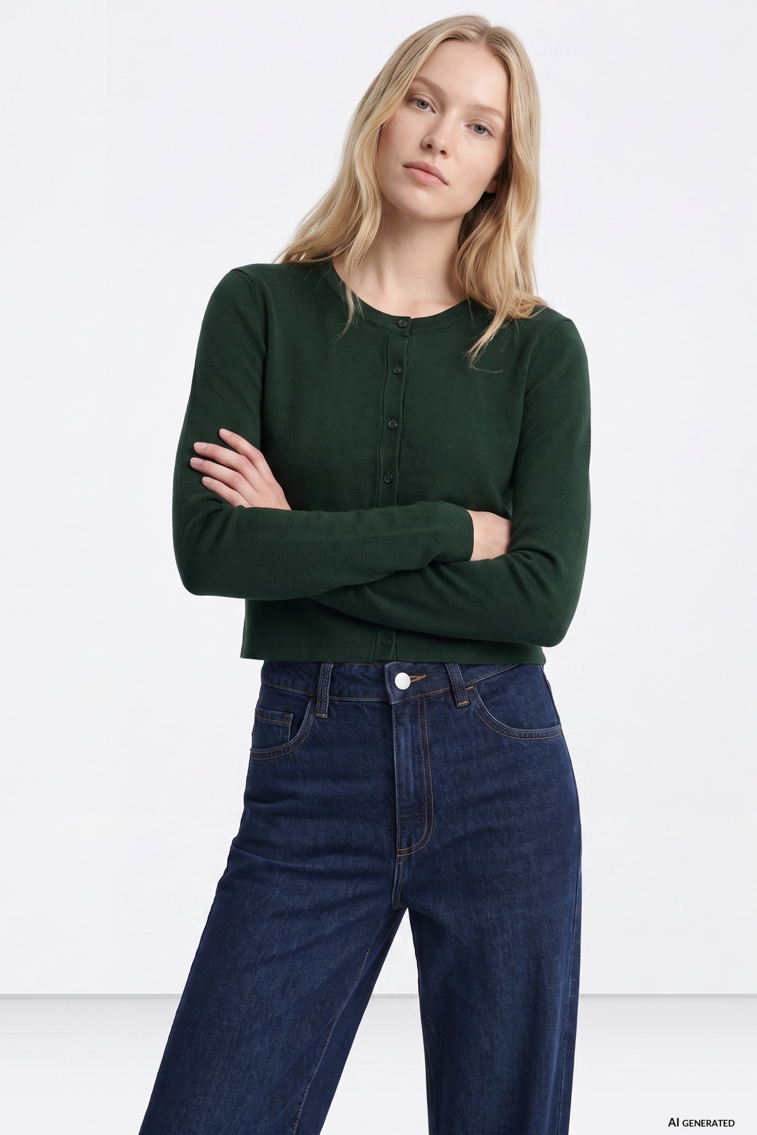 Green cropped cardigan