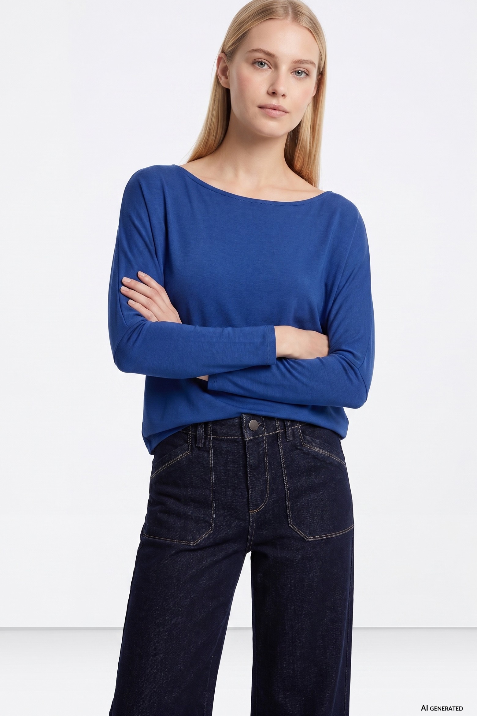 Loose Blue Long Sleeve Tee