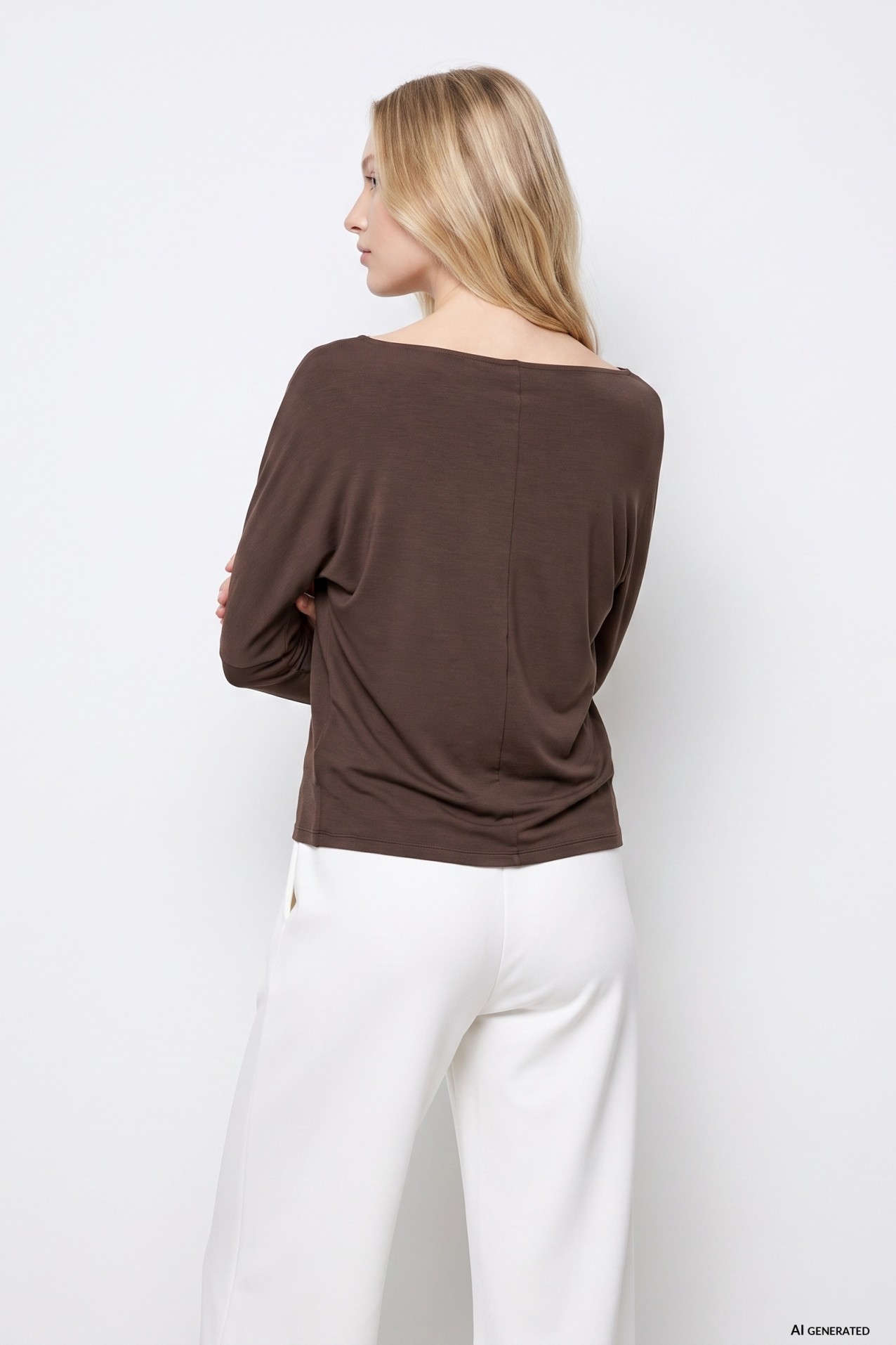 Brown Oversized Long Sleeve Tee
