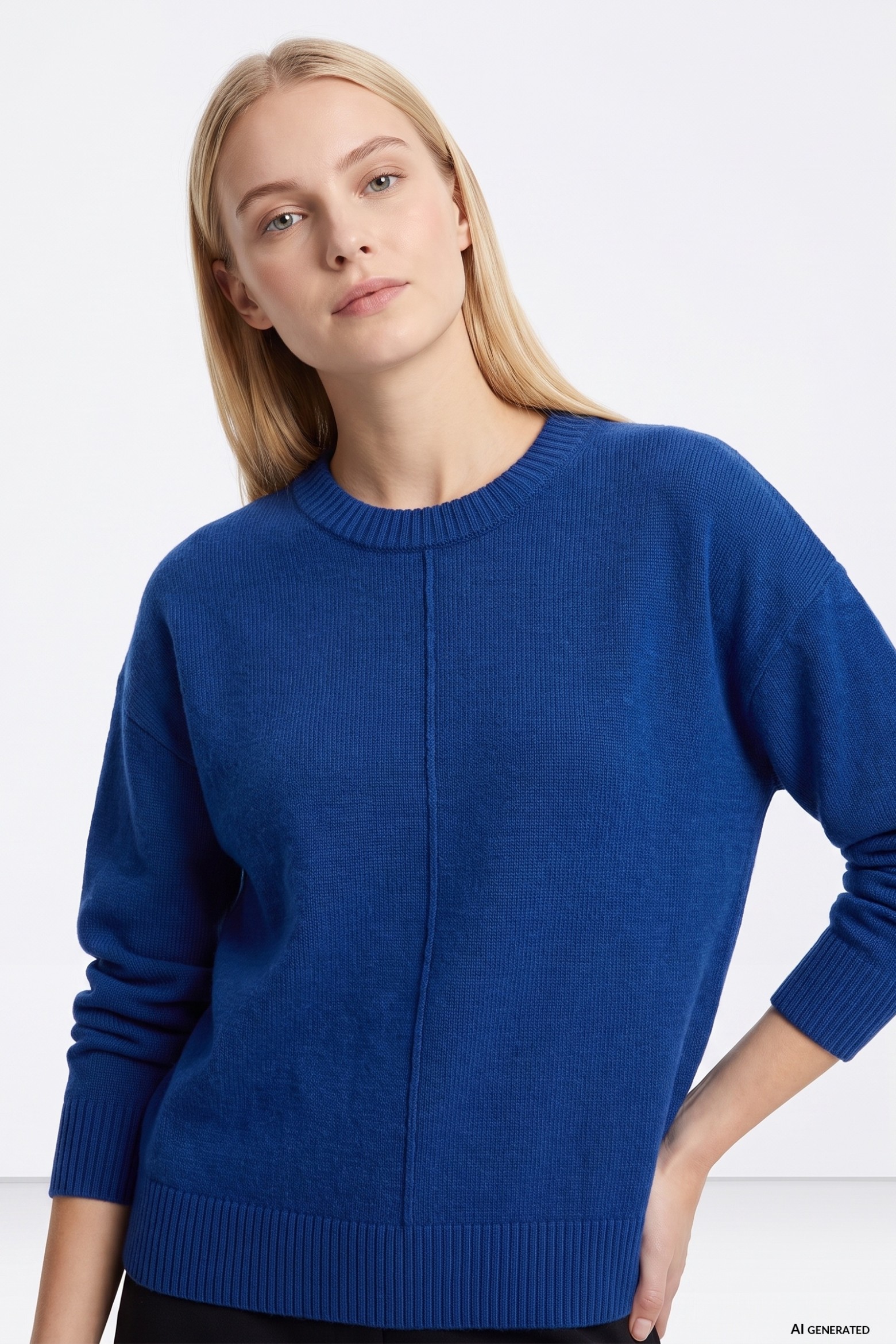 Camisola azul com corte largo