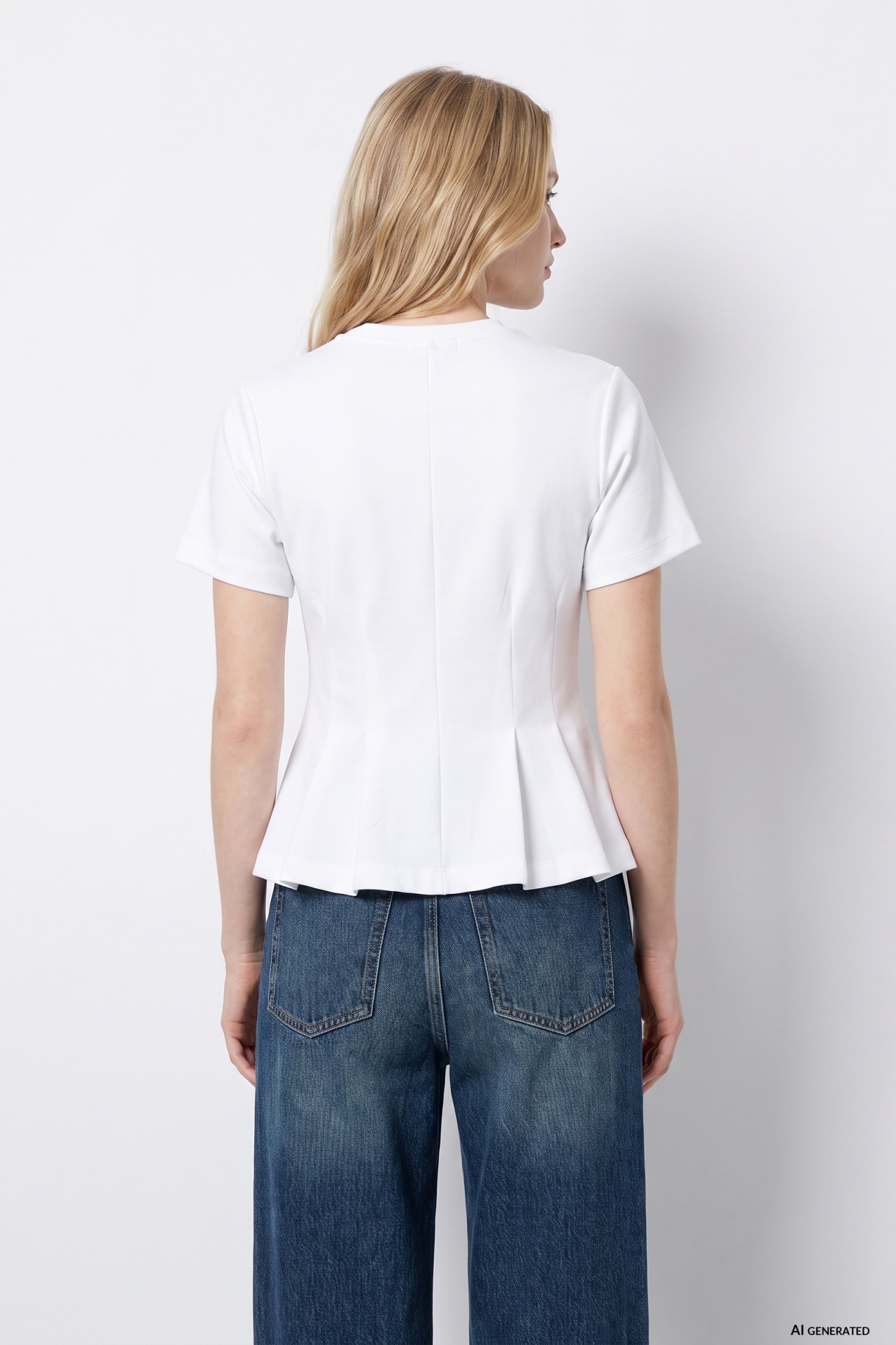 White Peplum Short Sleeve Tee