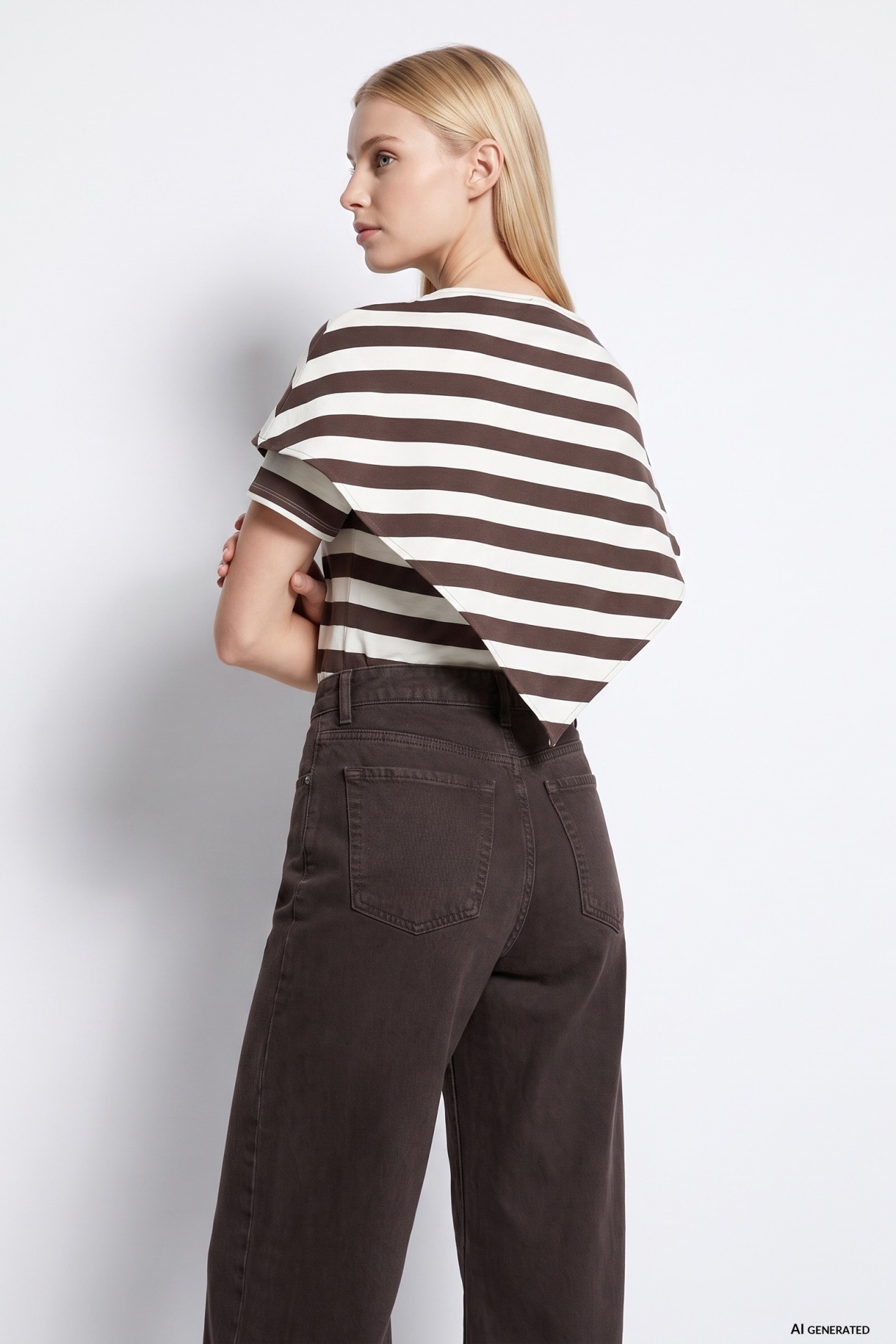 Camiseta rayas marr�n corto