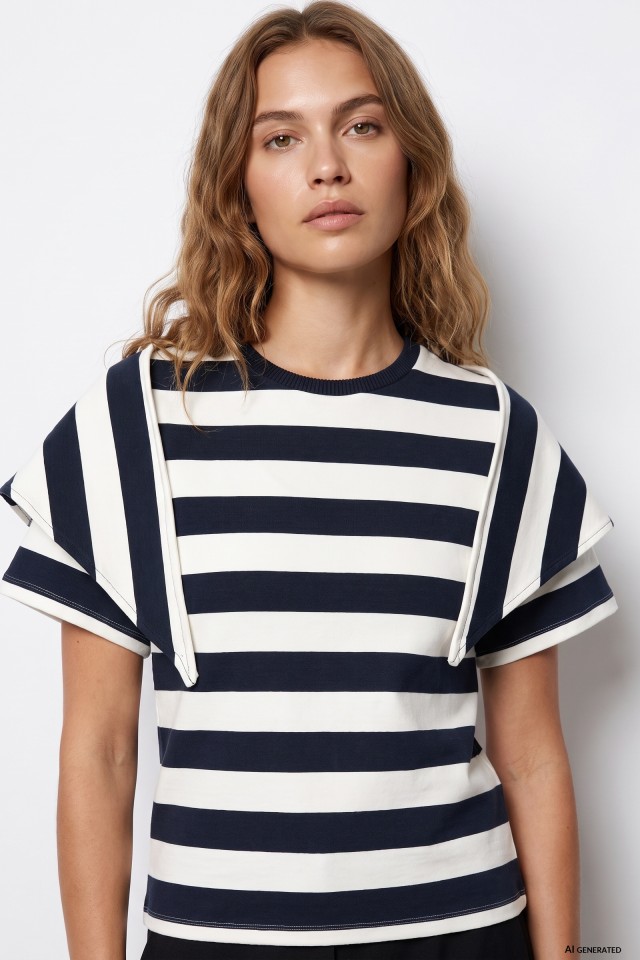 Boxy Navy Striped T-shirt