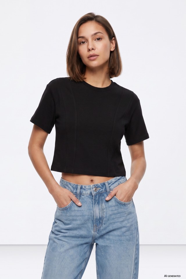 Camiseta corta negra casual